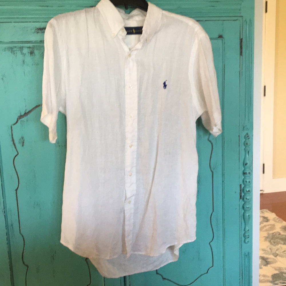 Polo Ralph Lauren Mens White Linen Shirt